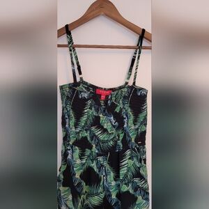Guess Black Tropical Leaf Print Spaghetti Strap Top